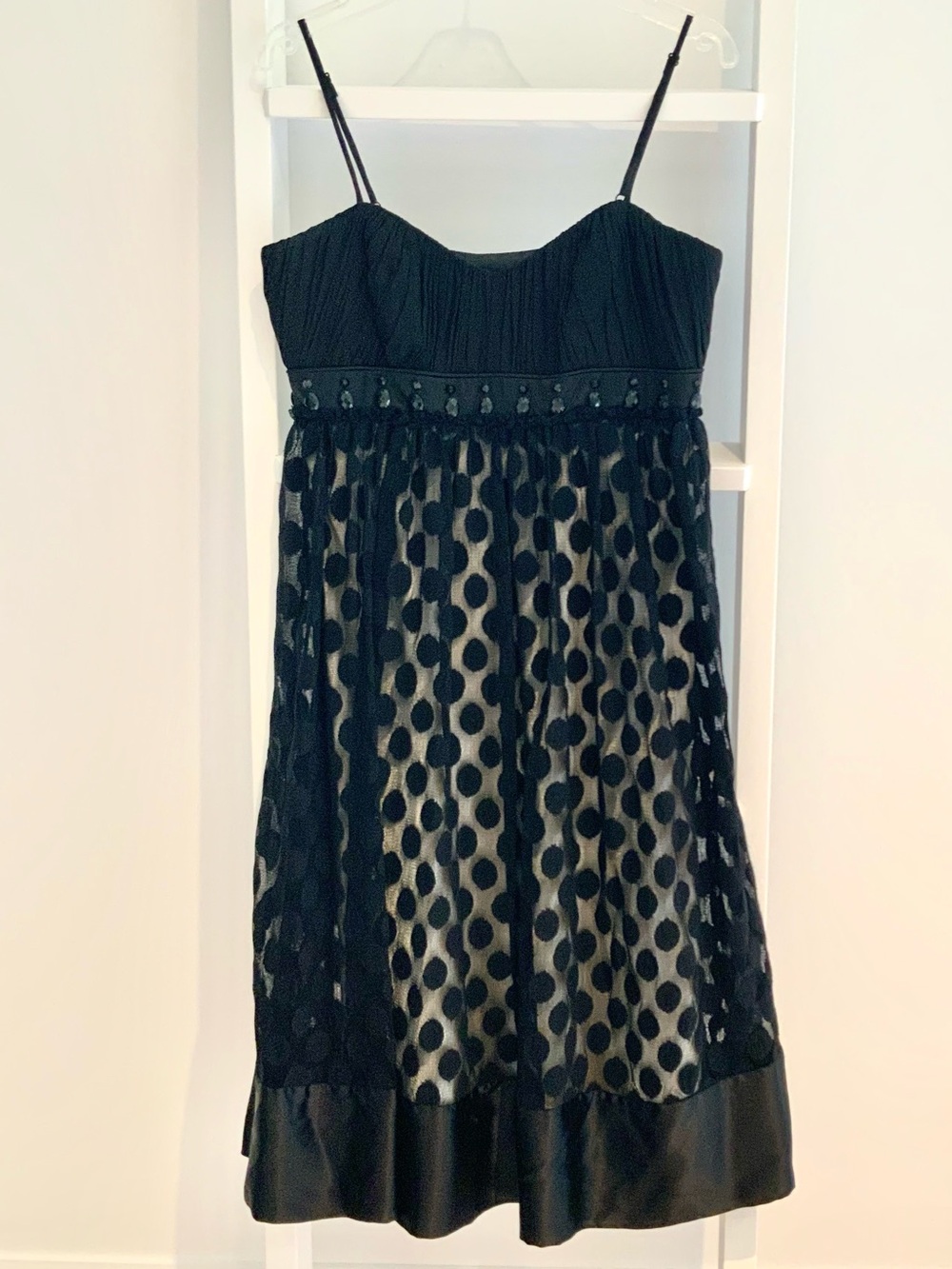 Laundry by Design Black Polka-Dot Mesh Mini Dress